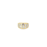18K YELLOW GOLD 2CT EVVS2 CHANNEL SET BAGUETTE UNISEX PINKY AND FINGER RING